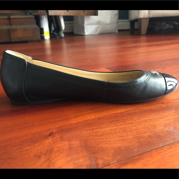 Coach Black Flats with Patent Toe - Picture 3 of 6